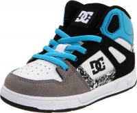 DC Kids Rebound Skate Shoe (Toddler),Grey/Black/Blue,9 M US Toddler