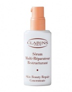 Skin Beauty Repair Concentrate. This 'emergency' facial treatment for highly-sensitive skin is formulated with ultra-soothing natural plant extracts. Calms skin, minimizing redness and signs of sensitivity. Works immediately to soothe irritation. Nourishes and softens skin to help avoid visible signs of aging. Fortifies skin while promoting a more radiant, uniform complexion. 0.5 oz. 