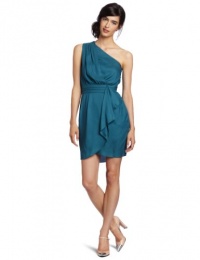 BCBGeneration Women's Pleat Flounce Dress, Deep Aqua, 4