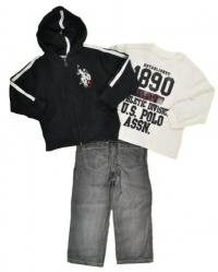 U.S. POLO ASSN. Boys 2-7 Hoodie with Tee and Pant