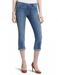 7 For All Mankind Women's The Skinny Crop And Roll Jean in Distressed Azul, Distressed Azul, 32