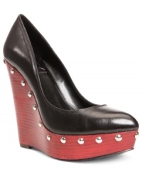 Uniquely studded, the Eliza high wedge pumps will take your look to fierce new levels.