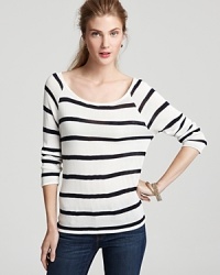 Nautical stripes lend seafaring style to this yacht-chic Soft Joie top, fashioned in a lightweight knit.