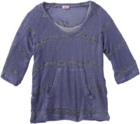 Splendid Girls 7-16 Sandstone Stripe Loose Knit Top, Atlantic, 14