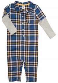 Carter's Infant Long Sleeve Flannel One Piece Coverall - Blue Plaid-6 Months