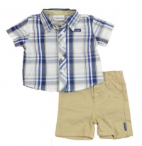 Calvin Klein Newborn Boys 2pc Motorcycle & Plaid Short Set (0/3M)