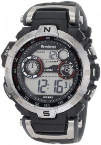 Armitron Men's 408231RDGY Silver-Tone and Black Chronograph Digital Sport Watch