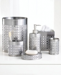 Give your master bath or powder room contemporary polish with the Basketweave soap dish. A classic woven pattern becomes clean and sleek in cool metal. (Clearance)