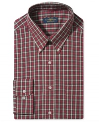 Use this plaid Club Room dress shirt to play up any solid layer for spot-on desk-to-dinner attire.