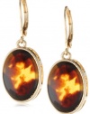 Anne Klein Tanyard Gold-Tone Tortoise Colored Oval Drop Earrings