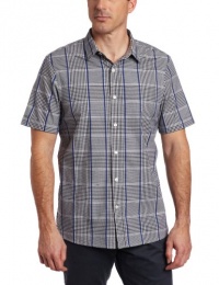 Perry Ellis Men's Short Sleeve Slim Fit Gingham Plaid