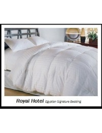 Full Size Down-Comforter 600-Thread-Count Siberian Goose Down Comforter 100 percent Egyptian-Cotton 600 TC - 750FP - 50Oz - Stripe White Down Comforter