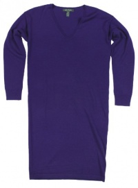 Ralph Lauren Women's Long-Sleeve Merino Wool Sweater Dress (Matinee Purple) (Large)