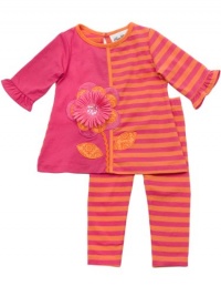 Rare Editions Baby-girls Newborn Stripe Legging Set, Fuchsia/Orange, 9 Months