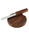 Panels of dark wood form a smooth disc for slicing and dicing monterey jack, gouda and brie. The knife's wooden handle matches its cheese cutting board for a thoroughly handsome look. From Dansk serveware, this collection of cheese boards must be hand washed. (Clearance)