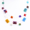 Millefiore Flower Venetian Murano Glass Oblong Beaded on Triple Strands Necklace 16''- 19''