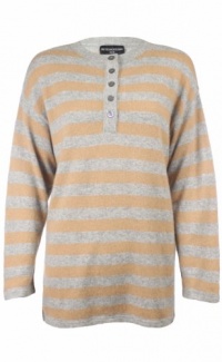 Sutton Studio Womens Cashmere Henley Striped Sweater Petite (Petite medium, C...