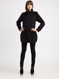 A brilliant, military-inspired take on a classic coat style, this design features a luxurious combination of wool and cashmere.Fold-over collarButton-tab detail on sleevesEpaulettesButton frontFlap pocketsFlounce hemBack yokeFully lined About 30 from shoulder to hem80% virgin wool/20% cashmereDry cleanMade in Italy of imported fabric Model shown is 5'9½ (176cm) wearing US size 4. 