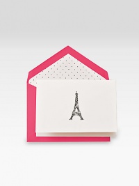 There's a certain je ne sais quoi about this set of 15 cotton notes Shocking pink/polka dot envelopes complete the set. Set of 15 notecardsPerfect gift idea3.8W X 5.3HMade in USA