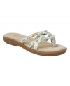 Slip into cute floral-printed comfort. GH Bass's Sharon flat thong sandals feature a comfy cushioned sole.