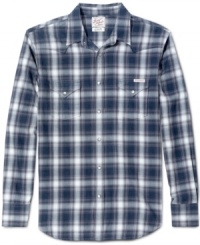 Show your down-to-earth everyman style with this plaid shirt from Lucky Brand Jeans.