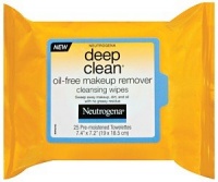 Neutrogena Deep Clean Oil Free Makeup Remover Cleansing Wipes, 25 Count