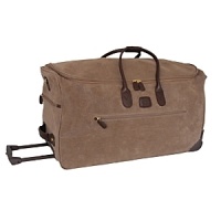 With a telescopic carry handle, double leather carry straps and a roomy main compartment, this rolling duffle makes for a great weekend bag. Features adjustable, interior tie-down straps, full-length zippered interior pocket and exterior pockets.