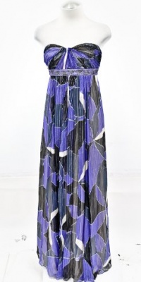 'BCBGMAXAZRIA Strapless Floral Silk Gown Regal Blue Combo 2'