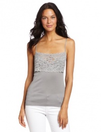 Hanro Women's Moments Wide Lace Spaghetti Camisole, Tender Silver, Small