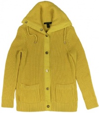 Lauren Ralph Lauren Women's Spread Collar Buttoned Cardigan Sweater (Tulip Yellow) (Small)