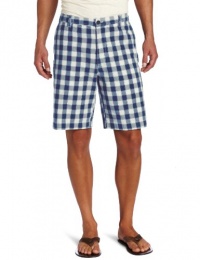 IZOD Men's Buffalo Check Flat Front Short