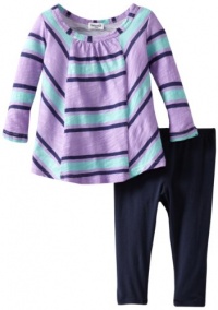 Splendid Littles Baby-Girls Newborn Santorini Stripe Long Sleeve Tunic Legging Set, Grapesicle, 3-6 Months