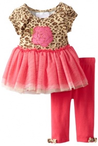 Bonnie Baby-girls Newborn Leopard Tutu Legging Set, Fuchsia, 6-9 Months