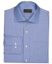 Timeless sophistication and modern comfort go hand in hand with this striped button-down dress shirt from Lauren Ralph Lauren.