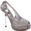 Guess Women's Hondola2 Peep-Toe Pump,Silver Sparkle,9 M US