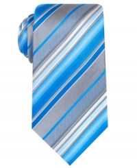 Go bold with eye-catching color on this striped tie from Alfani.