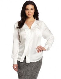 Jones New York Women's Relaxed Ruffle Front Blouse