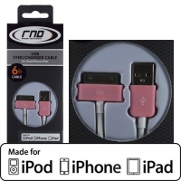 RND Apple CERTIFIED Cable for iPad iPhone iPod (6 feet/Pink and white cable)