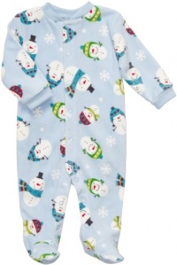 Carter's Micro Fleece Snap Front- Blue Snowman- Newborn