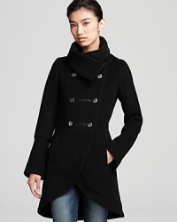 A tulip hem lends a touch of feminine flair to this military-inspired coat from Mackage.