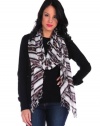 Theodora & Callum Womens Multi Ixtapa Fall Allover Fringe Scarf - White - One Size