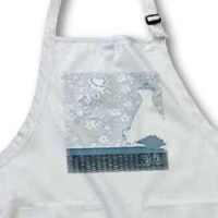 Dress on form in Room, Aqua Green Roses on Wallpaper - Waist Apron With Pockets