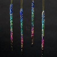 5.25 GLASS MULTI COLOR ICICLE ORNAMENTS 12PC. - Christmas Ornament