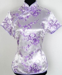 Shanghai Tone® Tunic Shirt Pullover Satin Blouse Lilac Available Sizes: 0, 2, 4, 6, 8, 10, 12