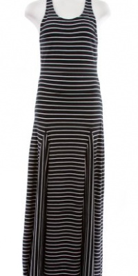 Lauren By Ralph Lauren Black/White Striped Cotton/Modal Sleeveless Maxi Dress X-Large