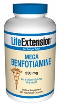 Life Extension Mega Benfotiamine 250 mg, 120 vegetarian capsules (Pack of 2)