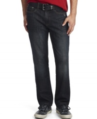 The dark hue of these Kenneth Cole Reaction jeans give them a dressier style.