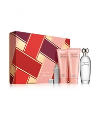 Fill her world with pleasures big and small. Estee Lauder pleasures is sheer, fresh and floral. Limited-time collection includes four favorites, all in an exclusive gift box. Includes Eau de Parfum Spray 3.4 oz. and Atomizer 0.17 oz., Body Lotion 3.4 oz., and Bath and Shower Gel 3.4 oz. 