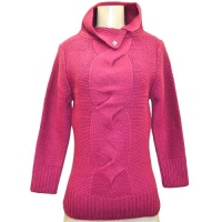 Rose Long Sleeve Tab Collar Thick Winter Knit Sweater