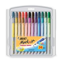 BIC Mark-It color collection permanent marker, Fine Point, Assorted Colors, 36 Markers